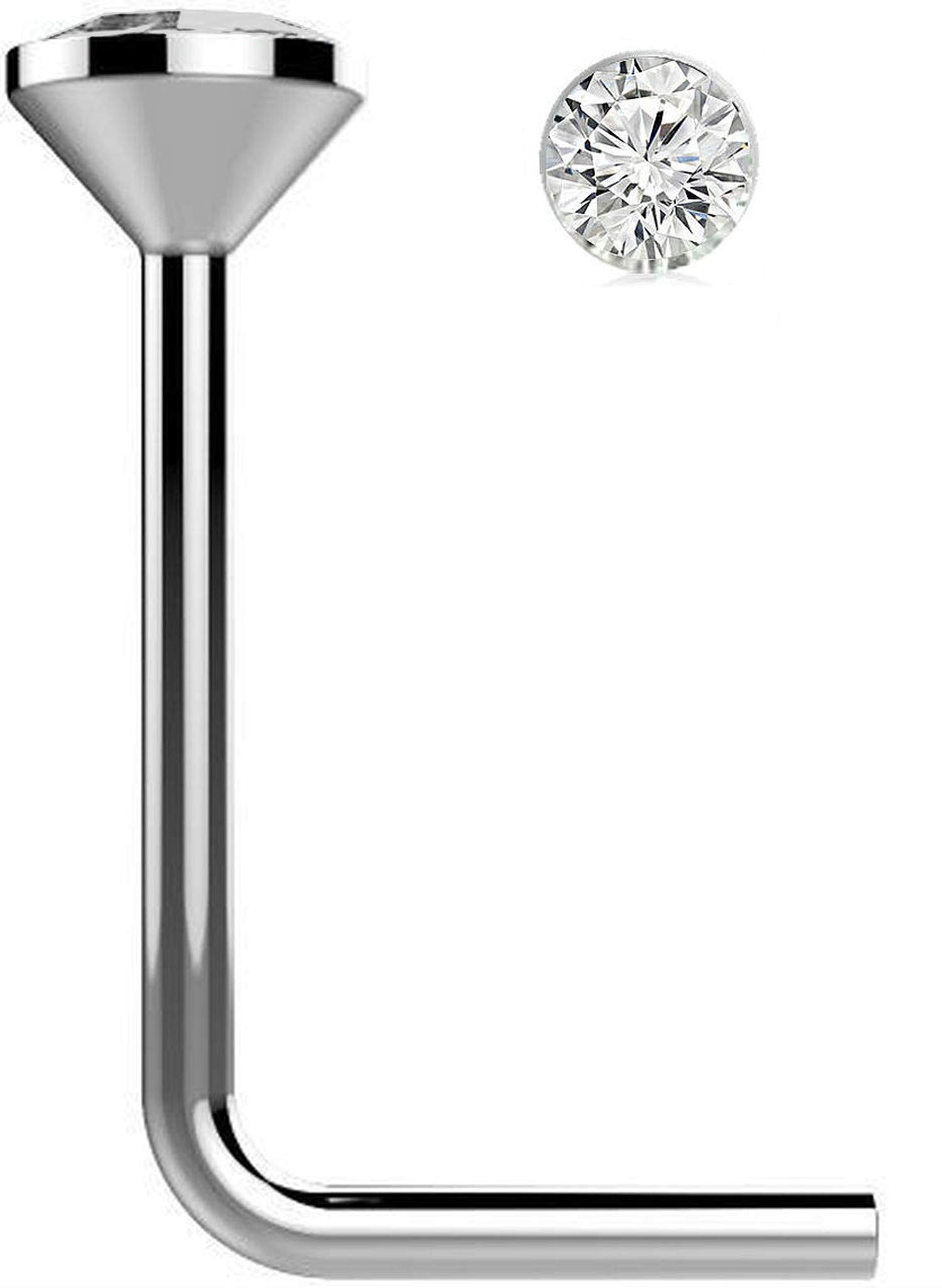 Via Mazzini Pure 925 Sterling Silver 1.5mm Round Crystal Silver Nose Stud for Women and Girls (NR0112) (B083ZDZSTW) Amazon Price History, Amazon Price Tracker