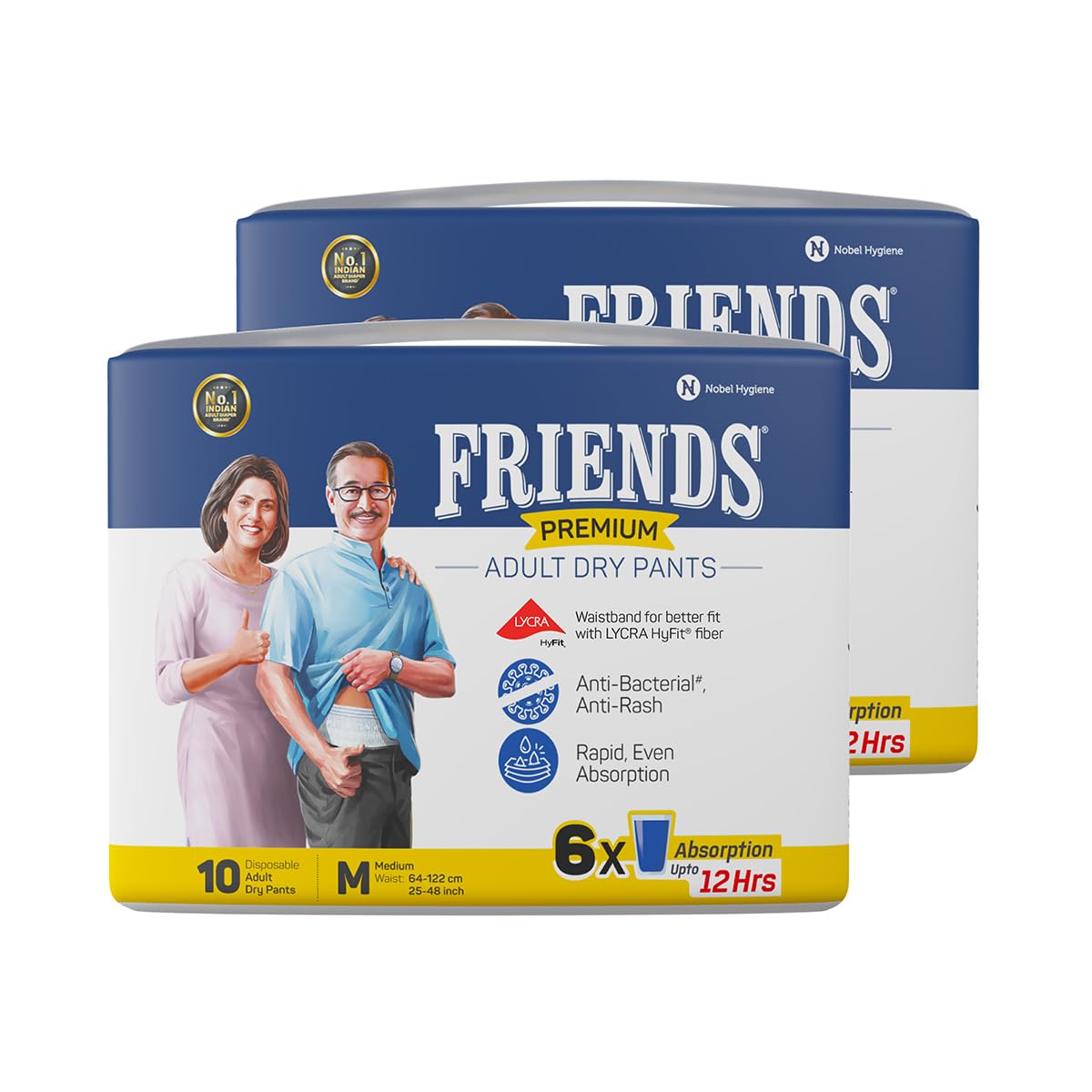 Friends Premium Adult Diapers Pant Style - 20 Count -M with odour lock and Anti-Bacterial Absorbent Core- Waist Size 25-48 Inch ; 63.5-122cm (B0C2J3WDBV) Amazon Price History, Amazon Price Tracker