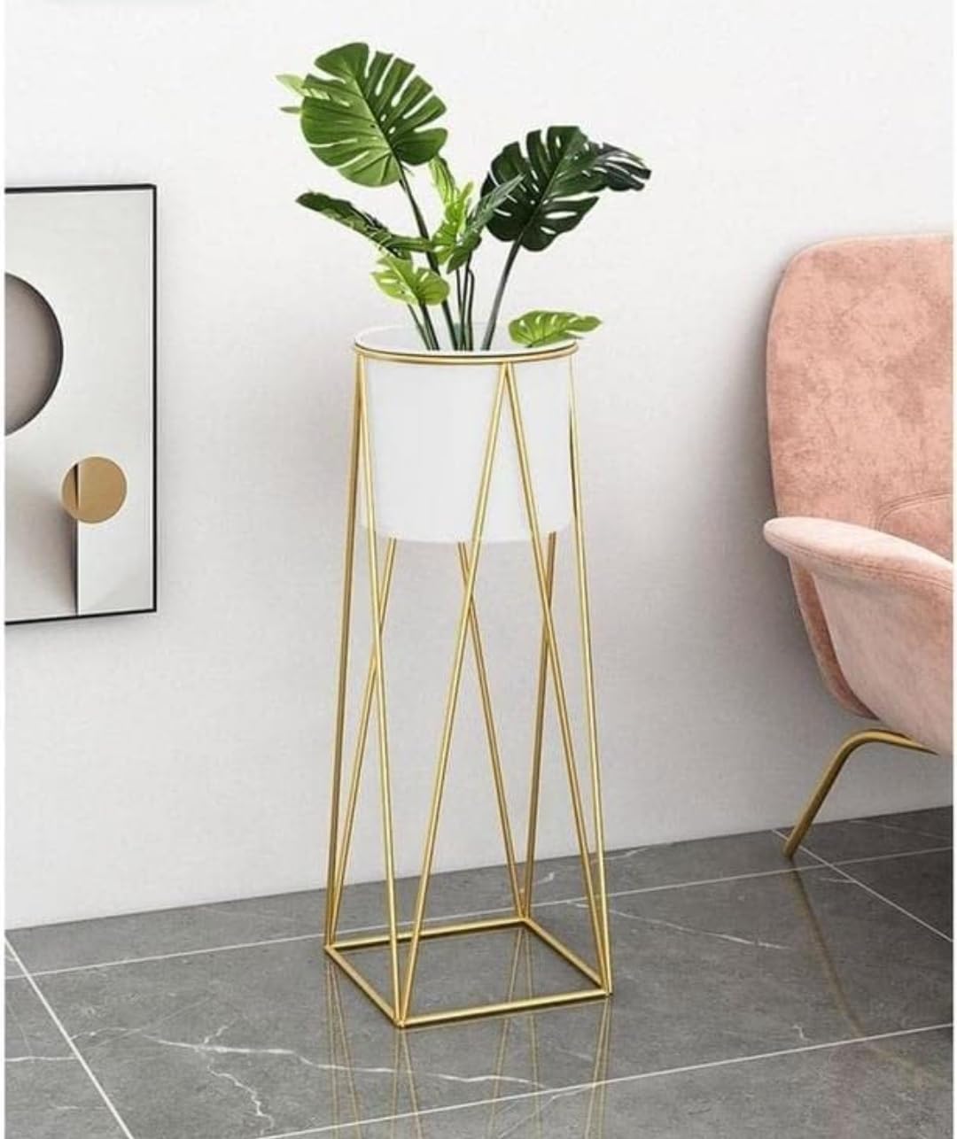 Neumark Impex Iron Indoor Outdoor Home And Garden Decor Plant Stand With Planter Pot (White/Gold) 1 Pcs (B07XTQFDGV) Amazon Price History, Amazon Price Tracker