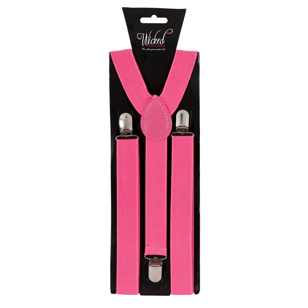 Wicked Costumes Adult Unisex Adjustable Neon Pink Braces Fancy Dress Accessory