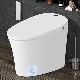 EPLO Smart Toilet with Booster Pump,Bidet Toilet for Bathrooms with Blackout Flush,Heated Seat,Warm Water,Auto Flush, Foot Sensor Flush,Modern Elongated Electric Tankless Toilets with LED Display