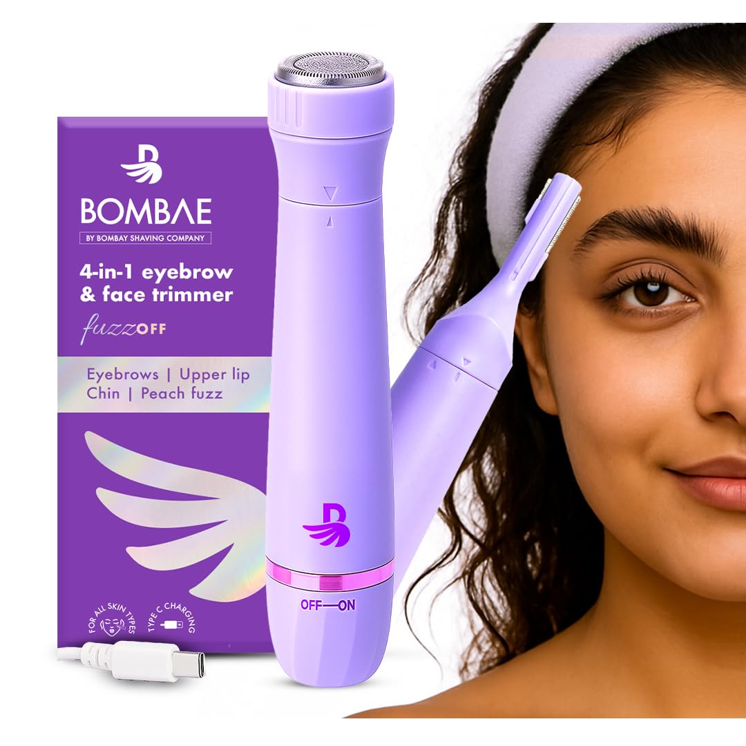 Bombae 4-in-1 facial hair and eyebrow trimmer for women | Eyebrow and facial hair remover attachment | For upperlips, sideburns, chin | No pain, 1 year warranty