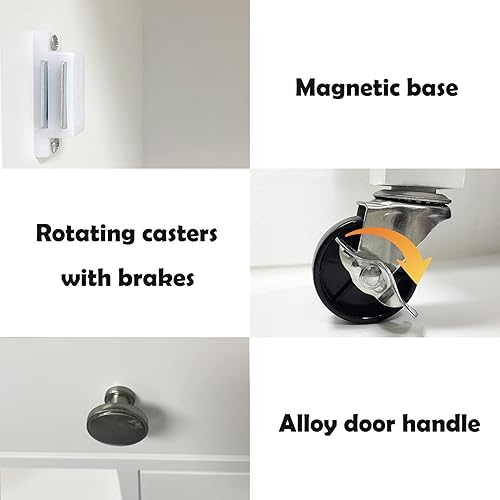 Miniatura 6 de Pequeña isla de cocina sobre ruedas, carrito rodante, carrito de servicio, armario de almacenamiento con cajón de almacenamiento, toallero y