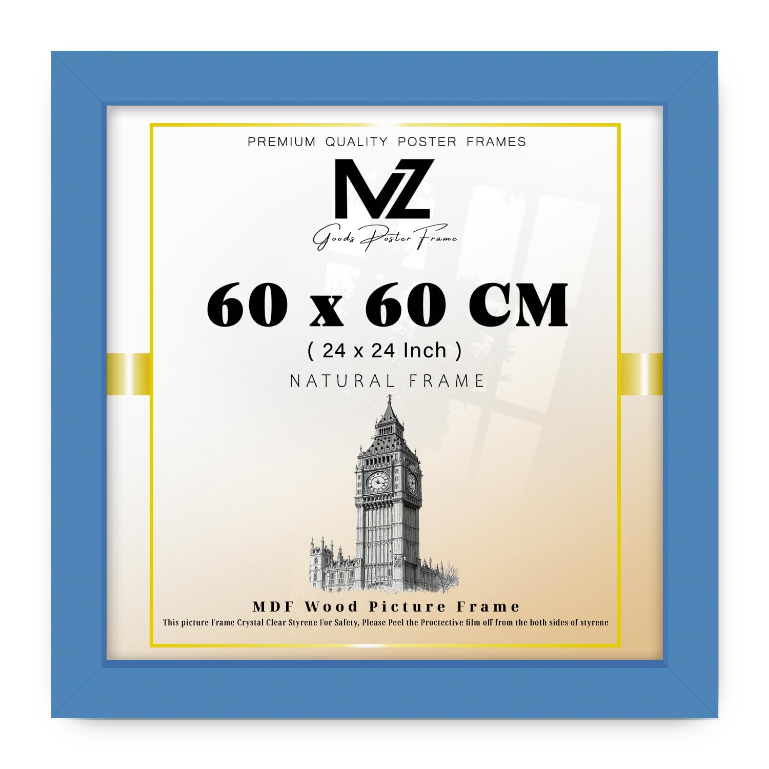 Mz Goods Blue | Inspirational (60 X 60 Cm) Scenic Photography Frame, 24" X 24" Great For Kids' Room Décor/Gym/Office 600 X 600 Mm [ ]