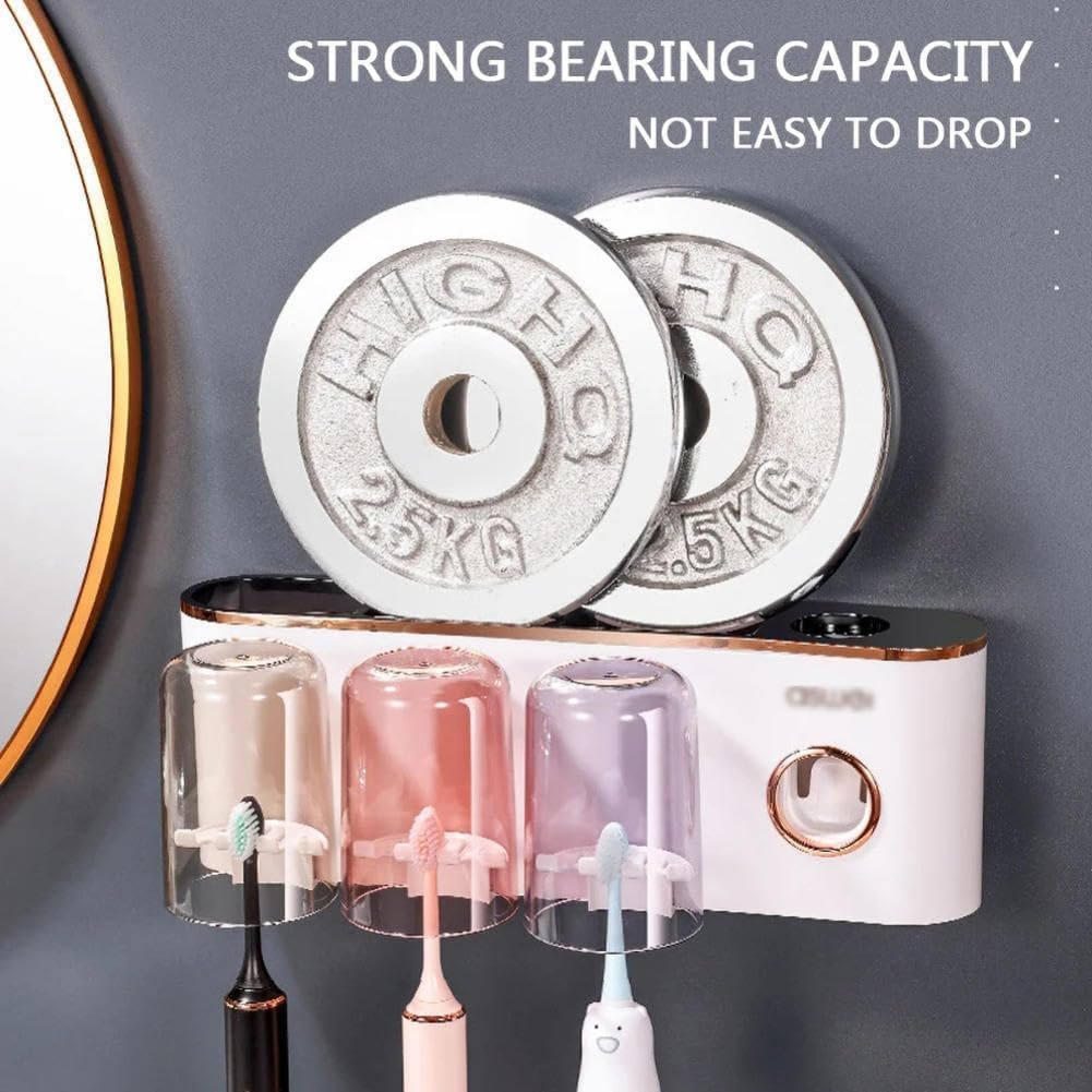 Soporte para cepillo de dientes montado en la pared, organizador de cepillos de dientes de baño con 2/4 tazas, estante de almacenamiento de accesorios de pasta de dientes para el hogar y el baño