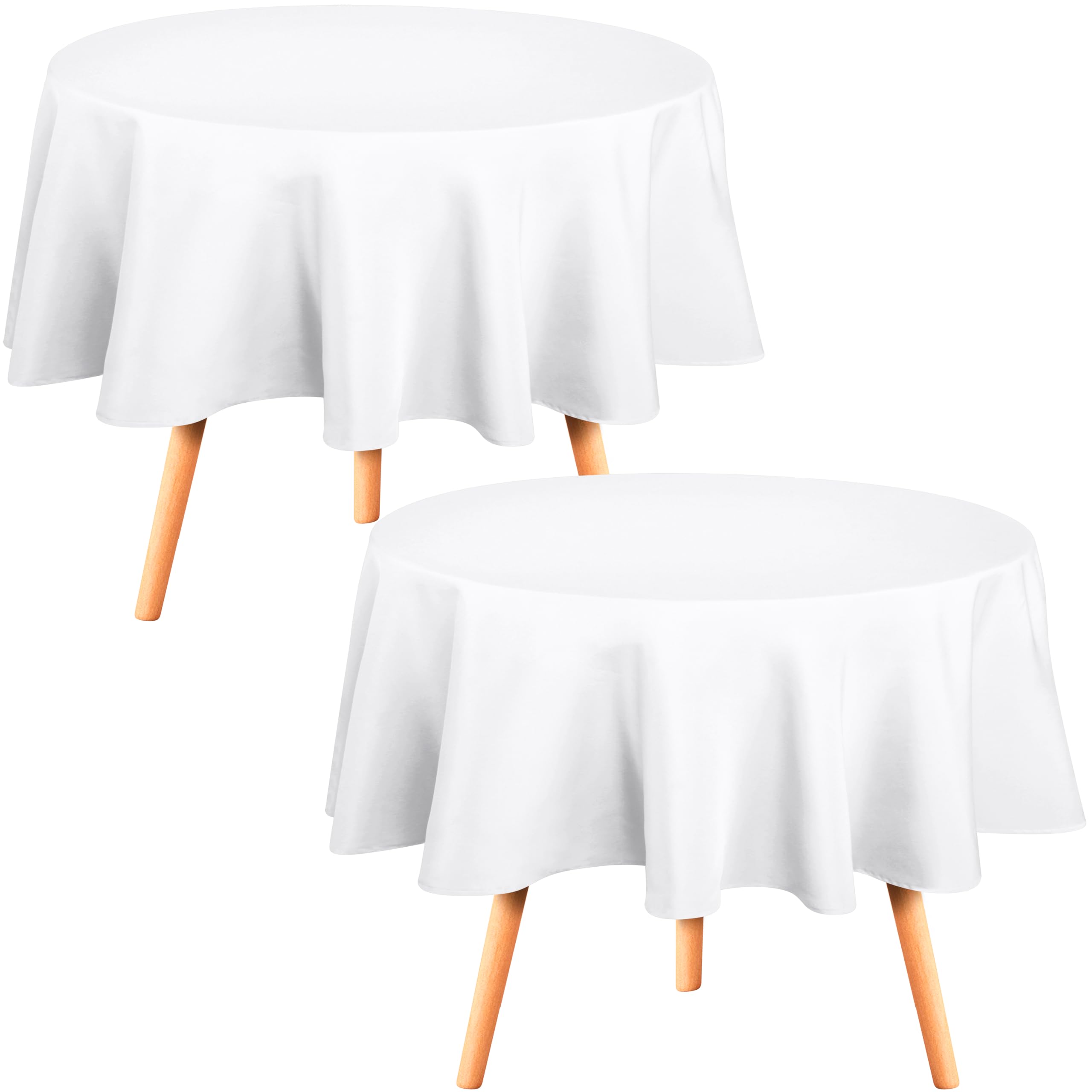 Utopia Kitchen Round Table Cloth 1 Pack, Tablecloth Machine Washable, Polyester Table Cover for Dining, Buffet Parties, Picnics, Events, Weddings and Restaurants (60 Inch, White)