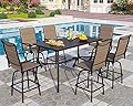 PHI VILLA 7 Piece Patio Bar Dining Set, Outdoor Bar Height Patio Table and Chairs Set with 6 Padded Patio Swivel Bar Stools & 40" Bar Height Table for Deck, Garden, Yard