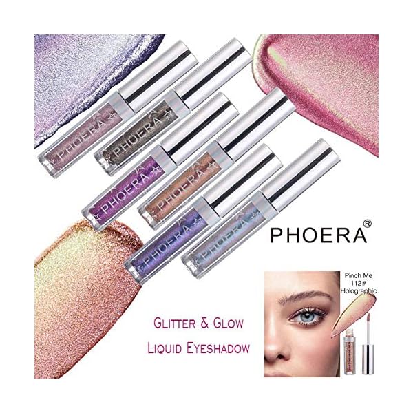 Pretty Comy 12 Colors Liquid Glitter Eyeshadow, Shimmer Liquid Eye Shadow Long Lasting Waterproof High Pigmented Liquid Metallic Eye Shadow