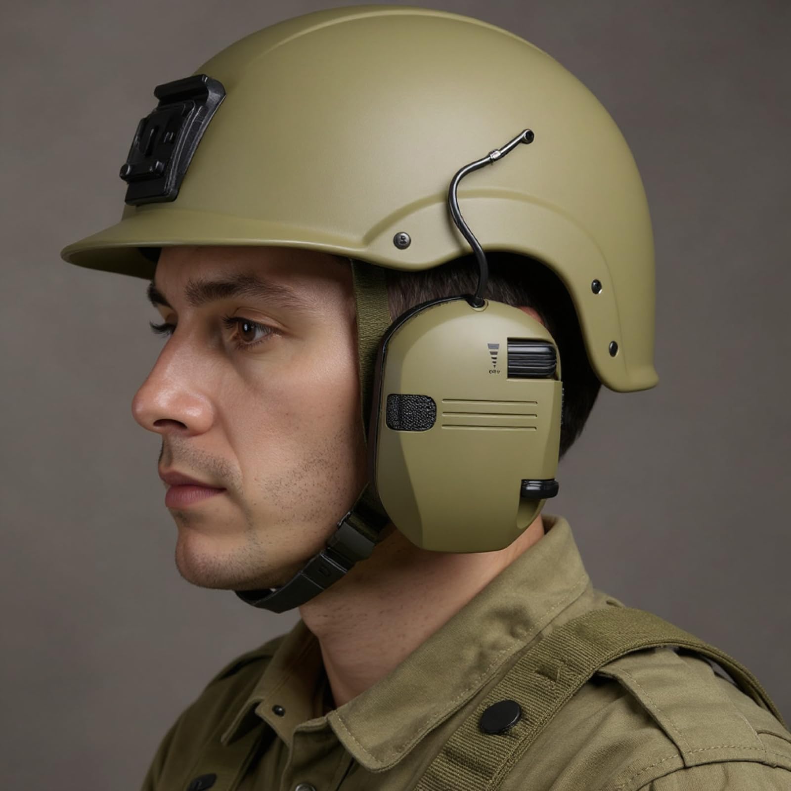 Uzbrojony zestaw słuchawkowy, redukcja szumów i wzmocnienie głosu, kompatybilny z kaskami FAST, ulepszony uchwyt na kask, stabilny, lekki, wygodny, elektroniczna ochrona uszu podczas