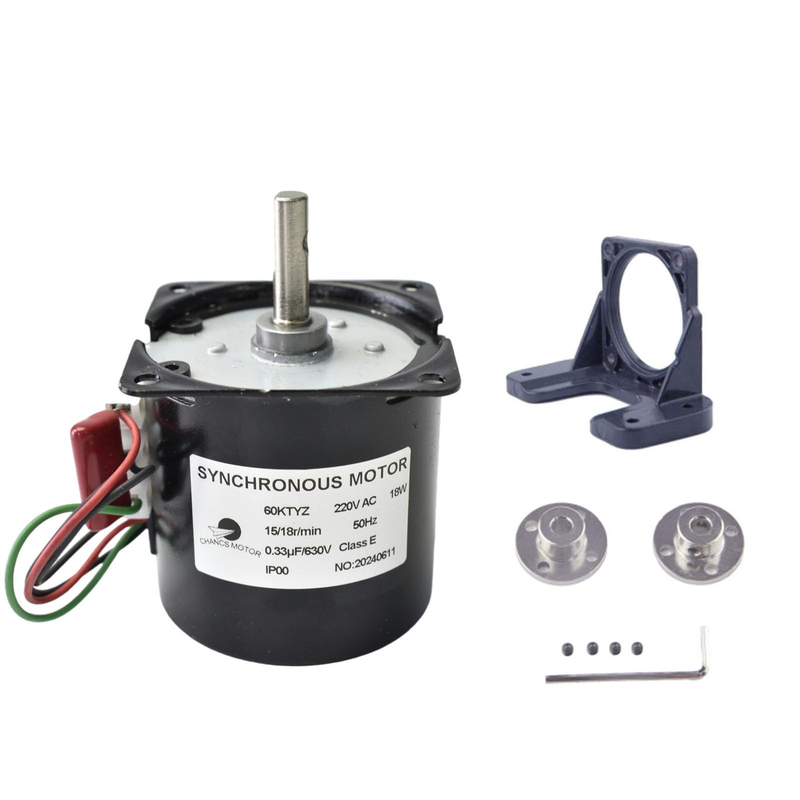 CHANCS Motorreductor síncrono de imanes permanentes 60KTYZ 220V 15/18RPM con soporte fijo y brida de acoplamiento