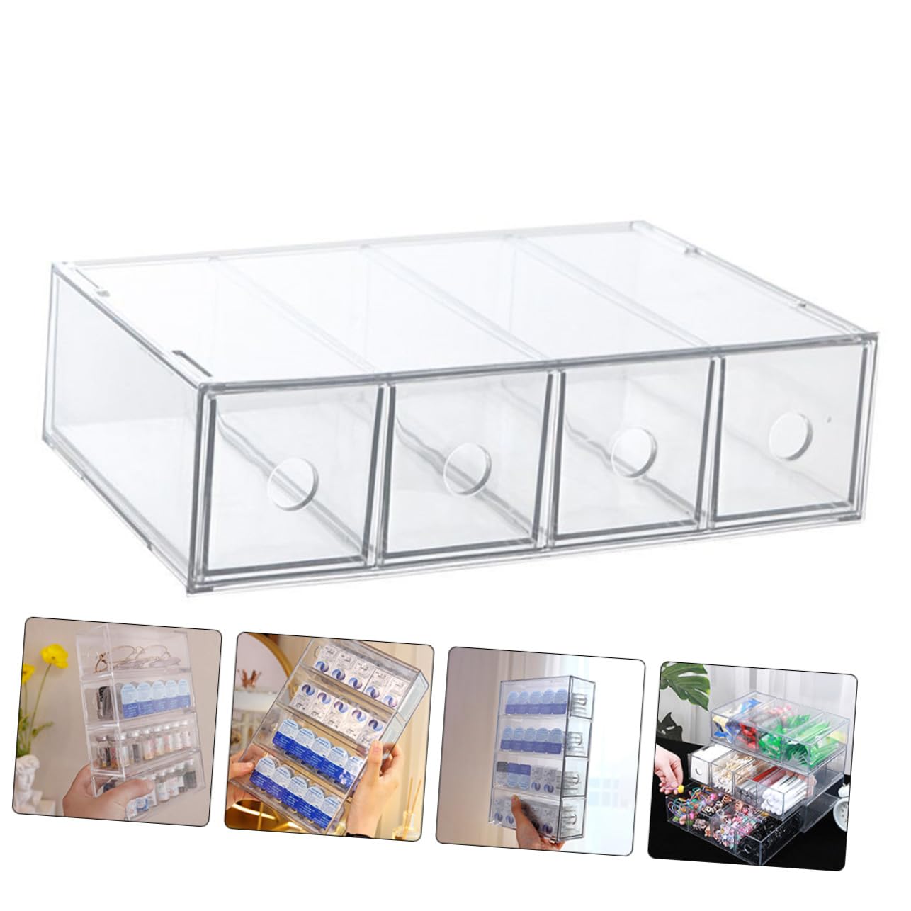 SOIMISS Organizzatore Trucco Acrilico Trasparente Scomparti Impilabile Porta Cosmetici e Gioielli per Bagno e Camera da Letto Organizer Bellezza Multifunzionale per Makeup e Accessori