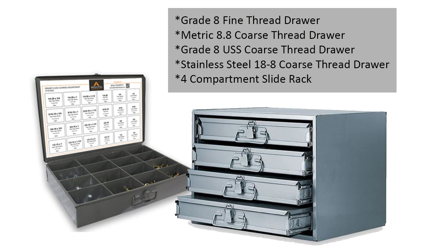 Durham Heavy Duty Bearing Rack with Four 1275 Piece Bolt and Nut Drawer
