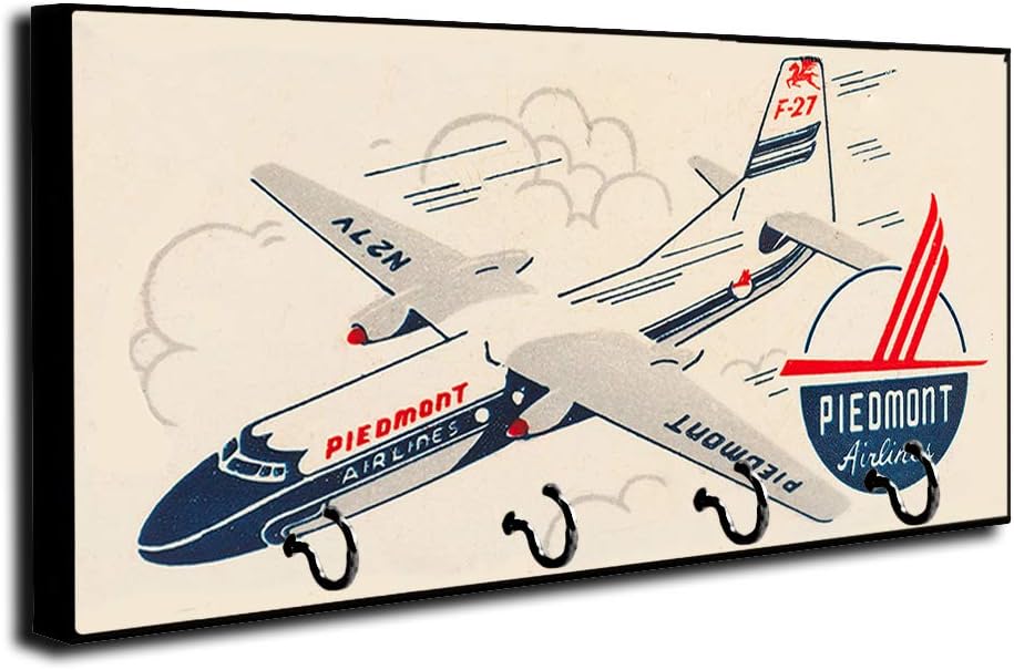 Brotherhood Vintage Compatible with Piedmont Airlines Advertising Design Key Holder Organizer Wall Mount Rack for Holders The Home Keys Ring Decorative Hangers Decor Hook Hanger