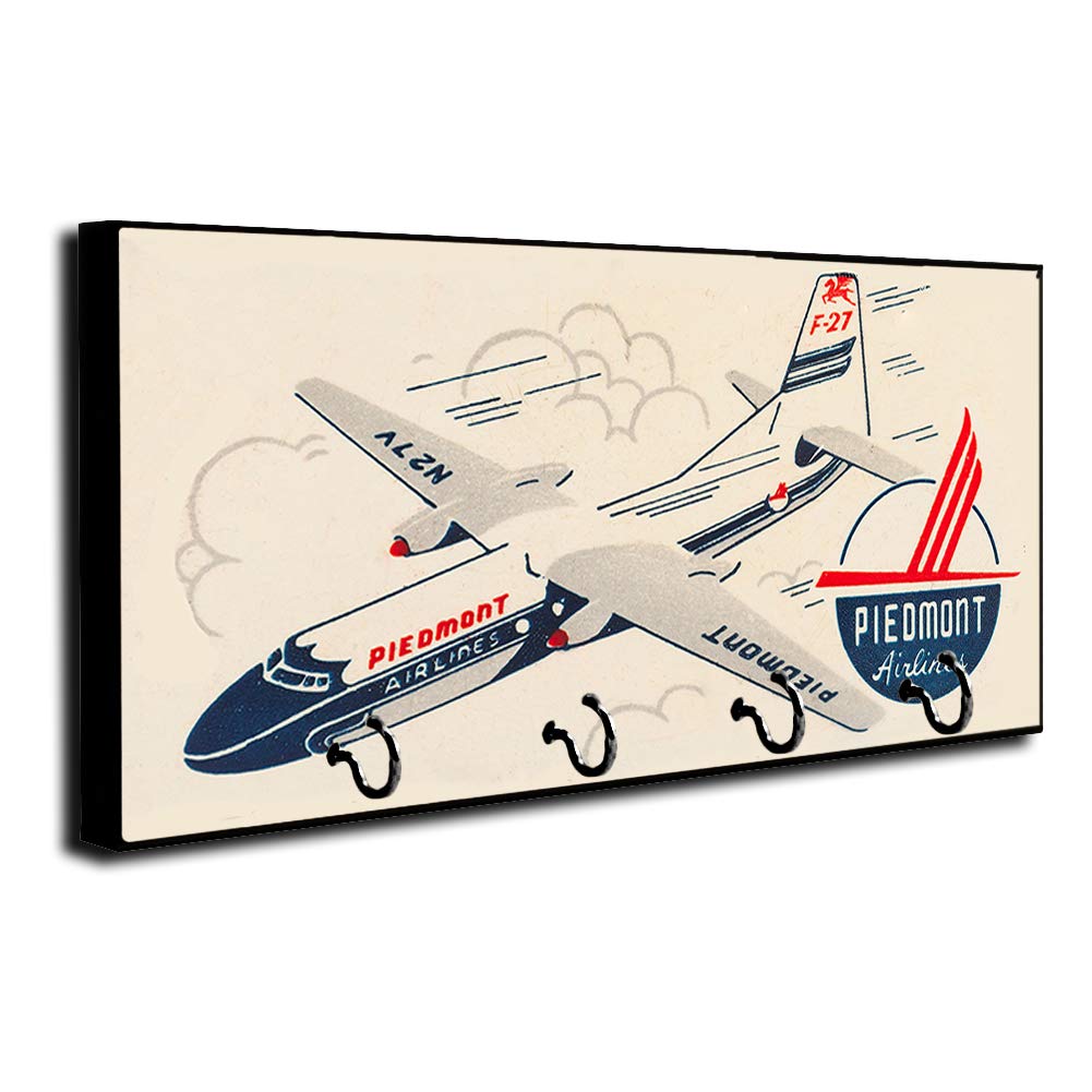 Brotherhood Vintage Compatible with Piedmont Airlines Advertising Design Key Holder Organizer Wall Mount Rack for Holders The Home Keys Ring Decorative Hangers Decor Hook Hanger