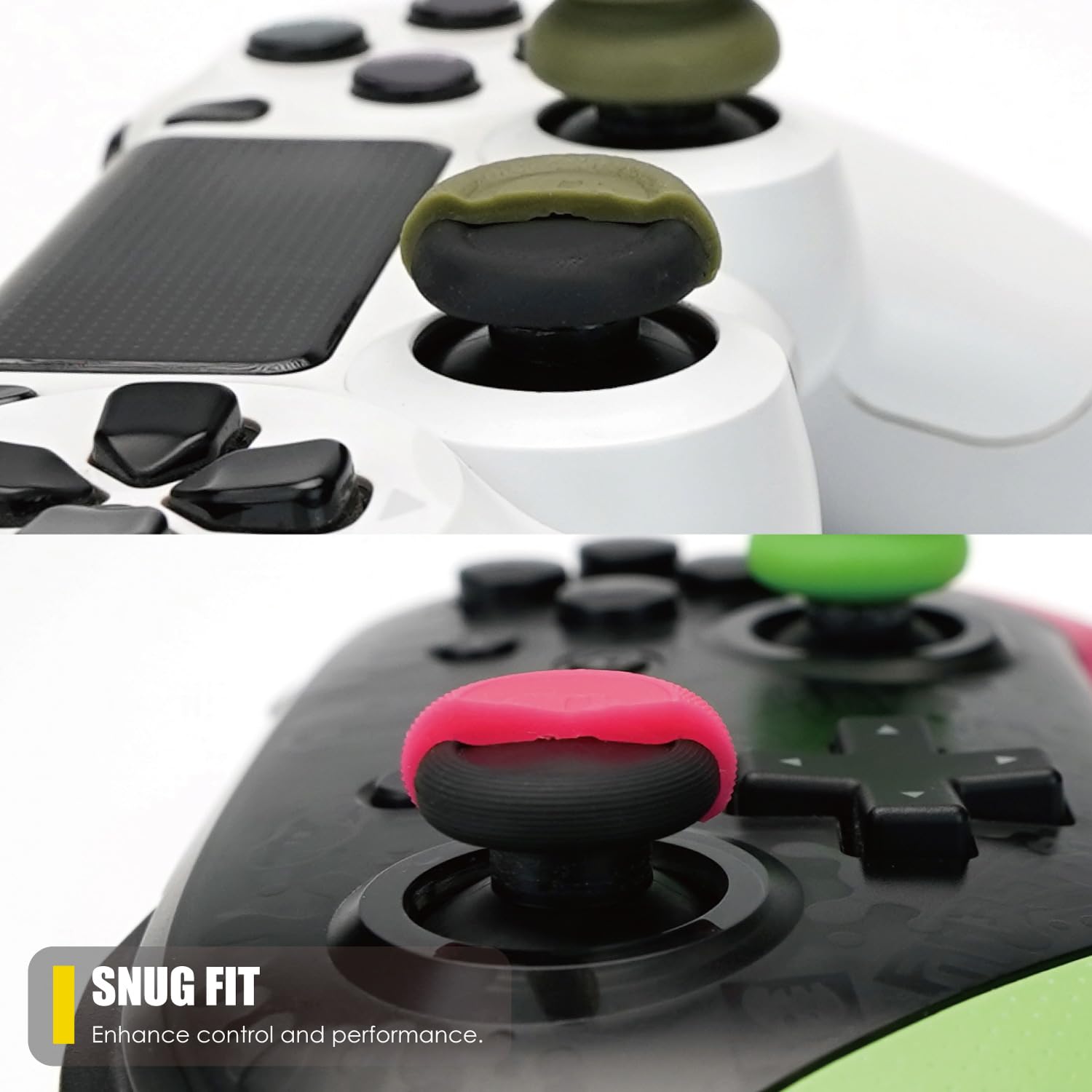 Skull & Co. Skin, CQC and FPS Thumb Grip Set Joystick Cap Analog Stick Cap for Nintendo Switch Pro Controller & PS5 / PS4 / Slim/Pro Controller - White, 3Pairs(6pcs)