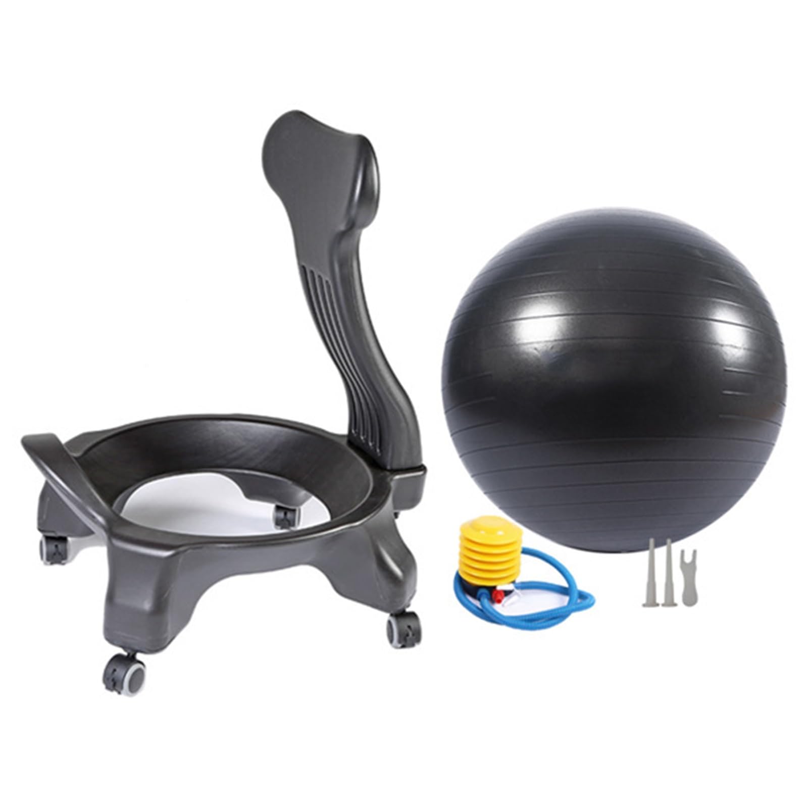 Equilibrio Bola Silla Sillas Ergonómicas De Oficina Con Pelota De Yoga, Silla De Ejercicio Con Pelota Para Sentarse Activamente Para Escritorios De Adultos Que Mejoran El Dolor De Espalda(Black)