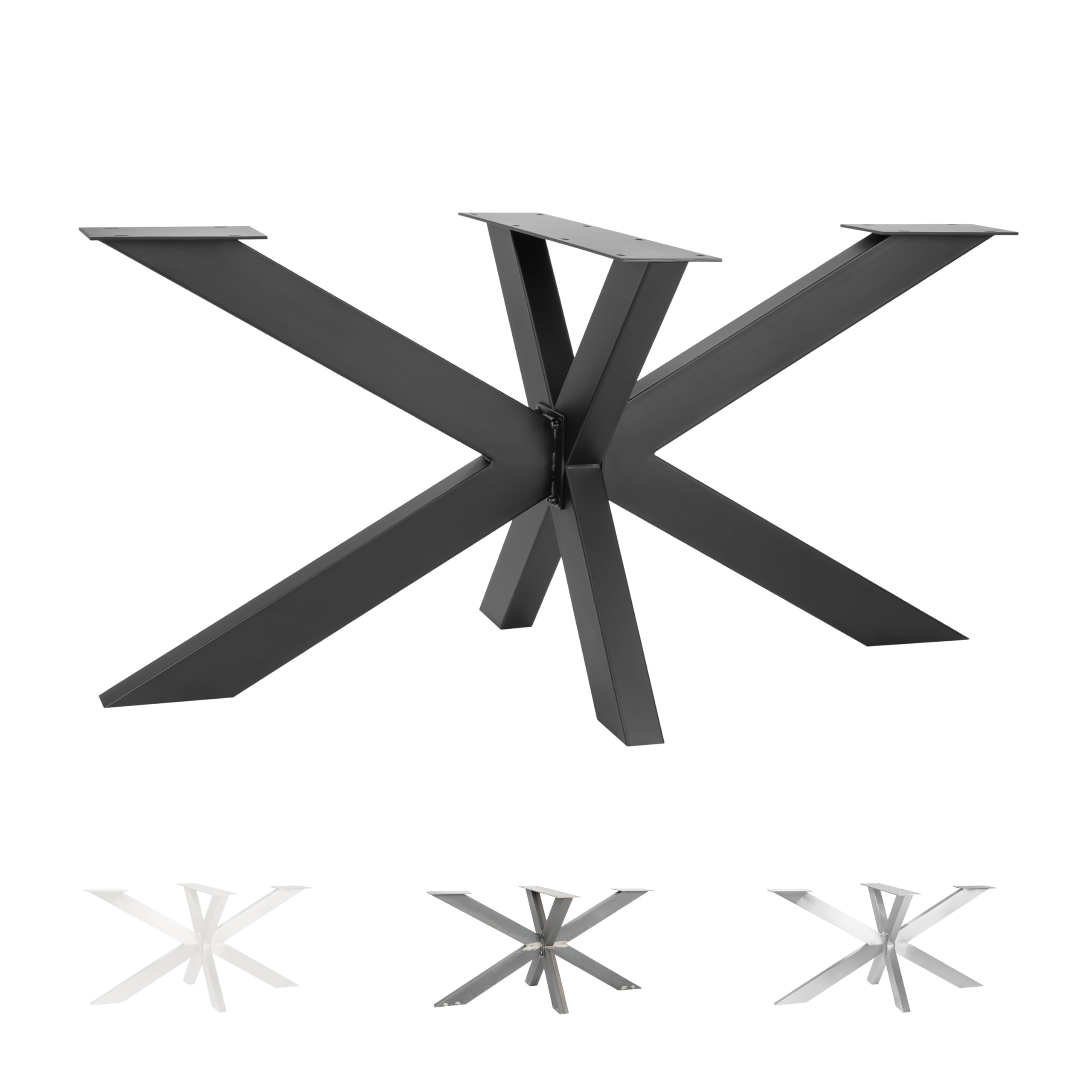Natural Goods Berlin 1x Gambe per Tavolo SPIDER | Gambe Tavolo in Metallo Nero | Montaggio Semplice | Piedi per Mobili, come Tavolino, Scrivania e Tavoli da Pranzo | Piedi per Tavolo 71x68x120cm