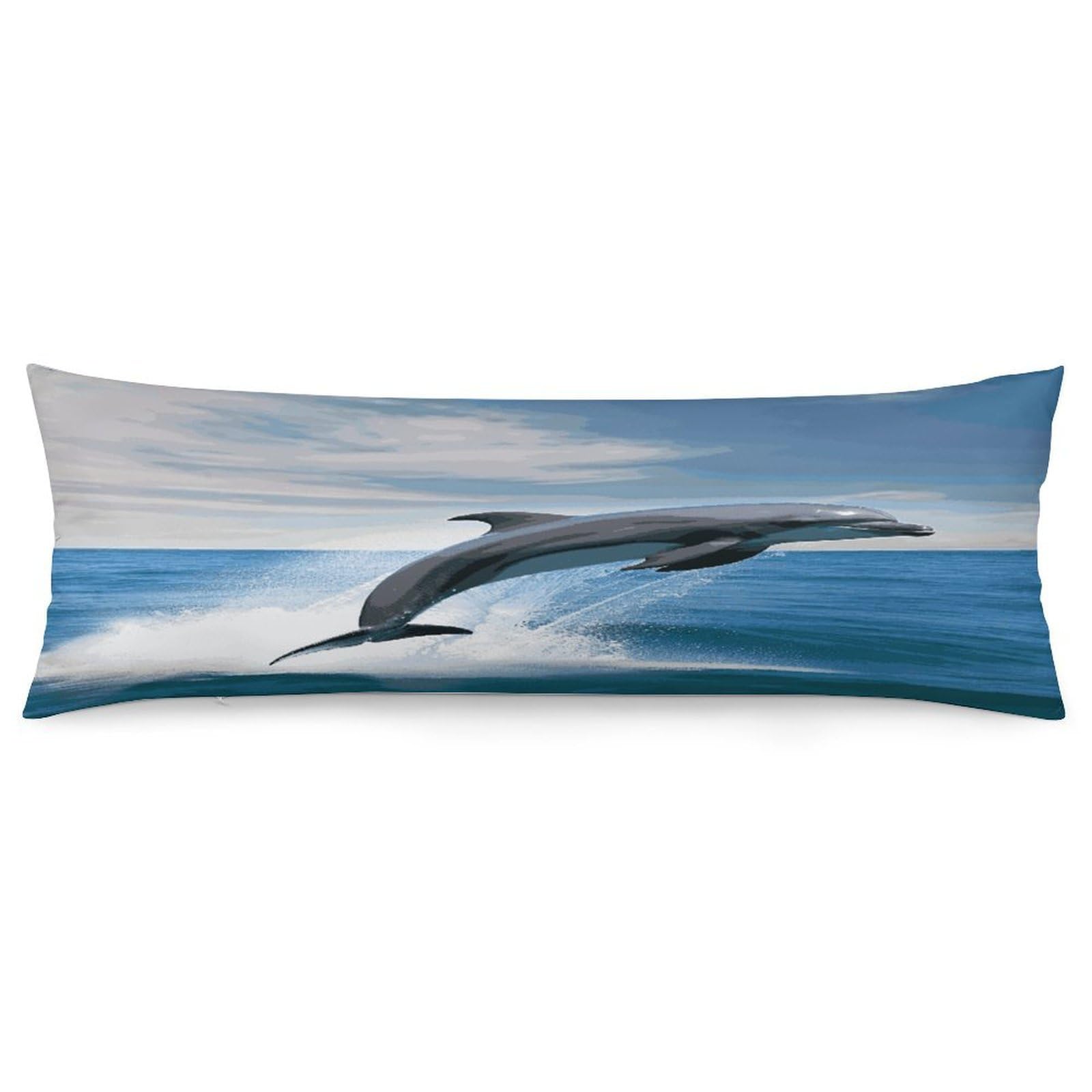 Jumping Up Dolphins Pillowcase Long Body Pillow Cover Soft Decorative Body Pillow Case Breathable Large Pillowcase Cute Cozy Pillow Protector for Bed Sofa Couch Room 18.9 X 53 Inch