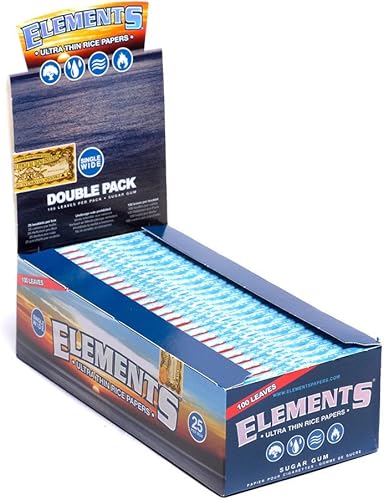 Miniatura 2 de Elements Papel de liar de arroz ultrafino de 2.756 in con ventana doble de ancho individual (paquete de 25)