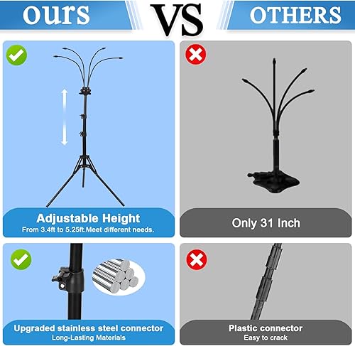 Miniatura 9 de VsMon-Fri Sistema Mister, sistema de refrigeración por nebulización de soporte, tres boquillas de repuesto portátiles, niebla flexible para patio,