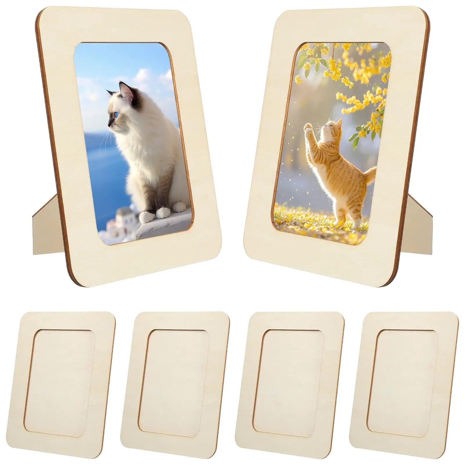 DAJGRHE Photo Frame 6 Pcs Diy Wooden Picture Frames Paintable Wood Frame Unfinished