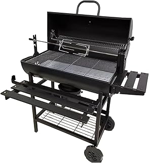 MINTYII Barrel Charcoal Grill, Large Charcoal Grills with Side Shelf, Outdoor BBQ Grill, Cooking Space up to 8-12 People, ...
