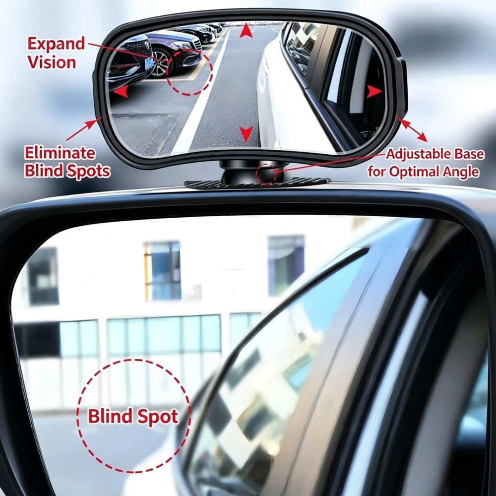 Toter Winkel Spiegel Auto für Mazda 2, Auto Toter Winkelspiegel 360 Grad Außenspiegel Blindspiegel HD Konvex Weitwinkel Totwinkel Rückspiegel,Black