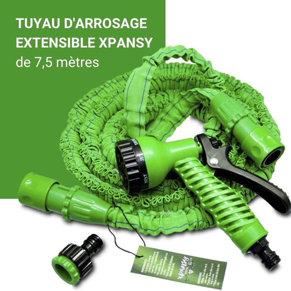 Tuyau Extensible à Pression d'Eau Xpansy C2607A 7,5 mètres Vert