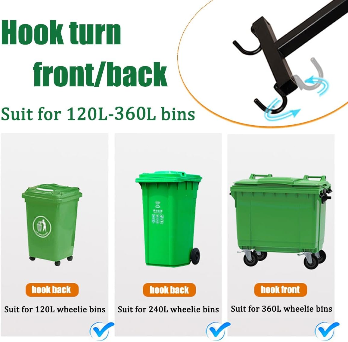 Manual Trash Compactor Portable Waste Recycling Hand Tool Bin Compactor with Adjustable Handle Waste Compacting Tool for 120L-360L Wheelie Bins