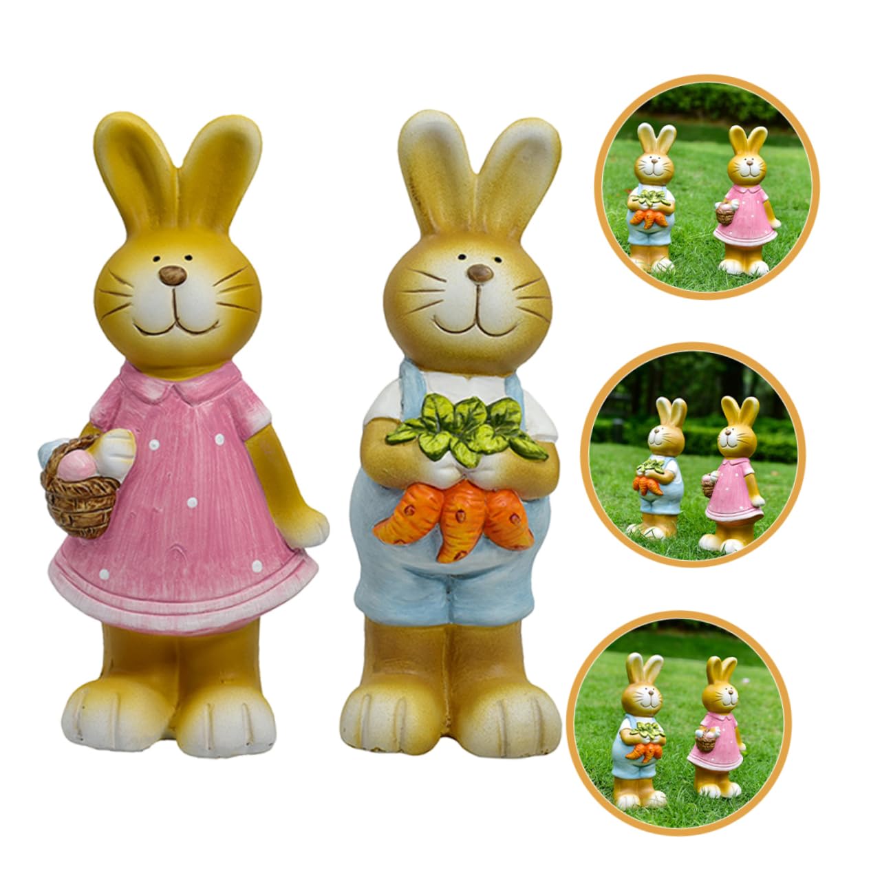OUNONA 2pièces Statue De Lapin De Jardin Figurine Animal Décorative pour Cour Et Jardin Petite Statue De Lapin pour Micro-Paysage
