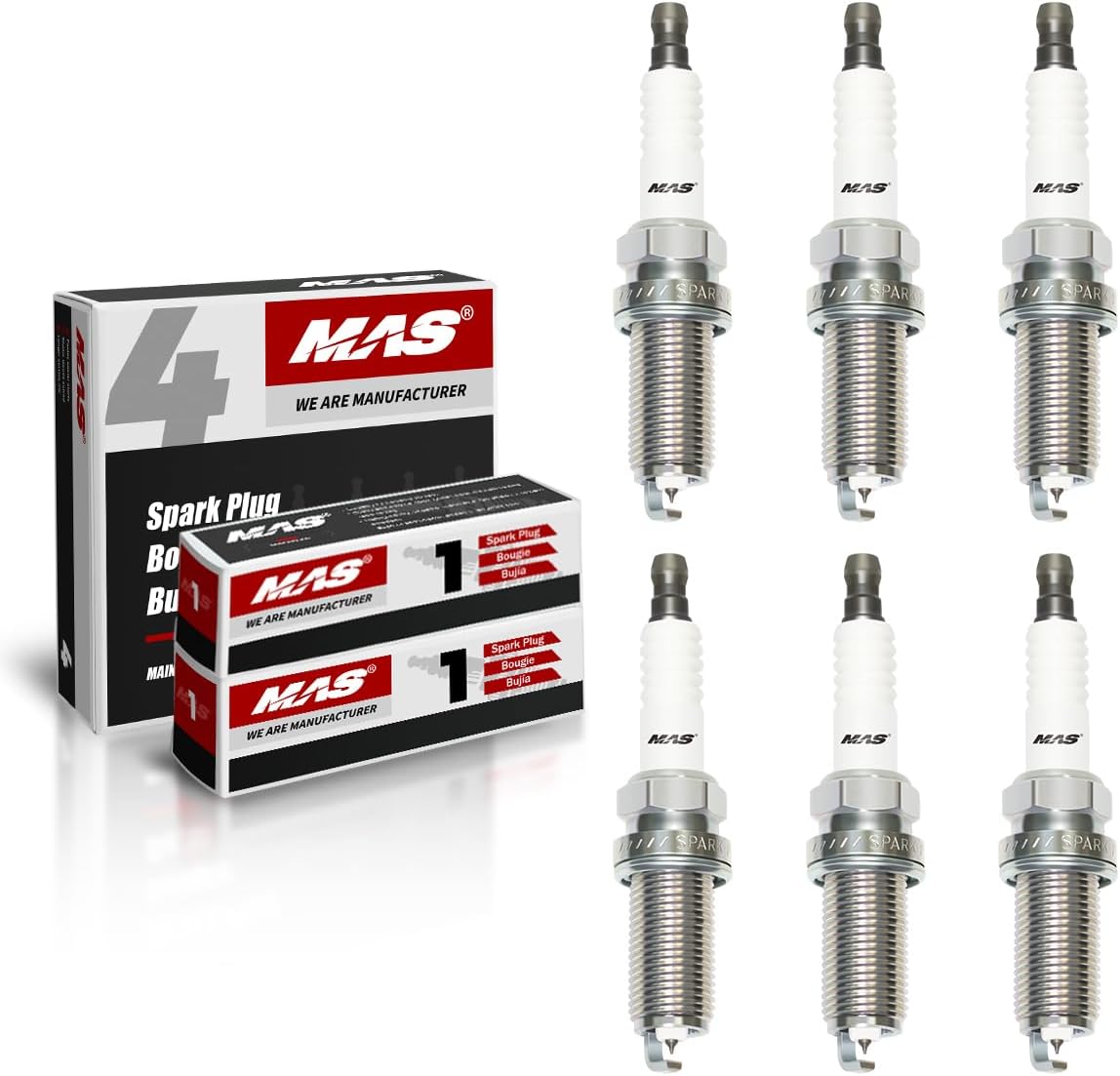 MAS Set of 6 Iridium Spark Plugs Compatible with 4469 Chrysler Dodge Challenger Hyundai Jeep Cherokee Nissan Altima Toyota Replacement LFR5AIX11 BY481LFR5A 4703 MZ602090 9609 5343 4704 3417 XP5325