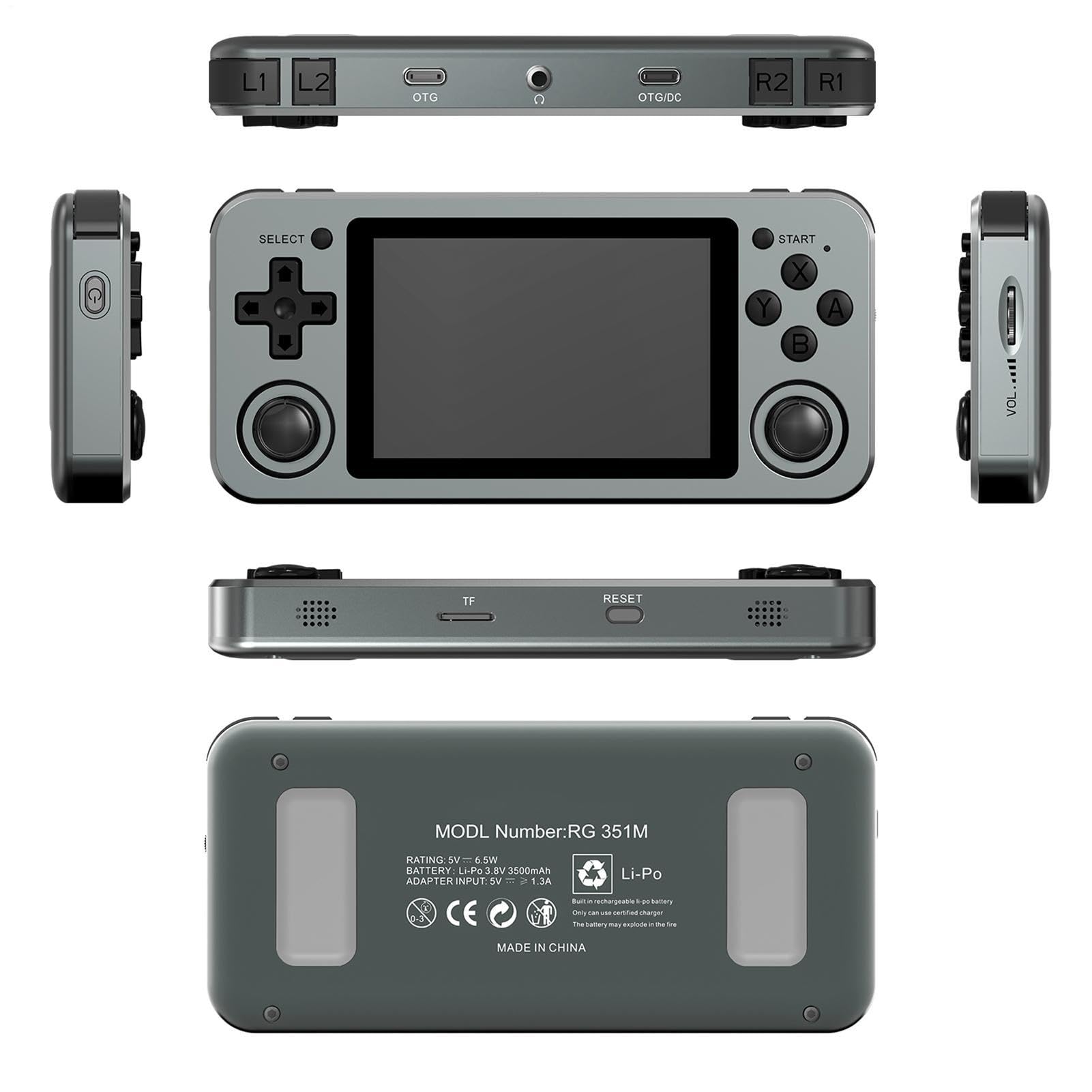 Console di Portatile RG351M, Console di retrò con Schermo | da 3,5 Pollici con Scheda TF 128G 20000 Giochi Classici di Videogiochi OpenDingux di Portatile