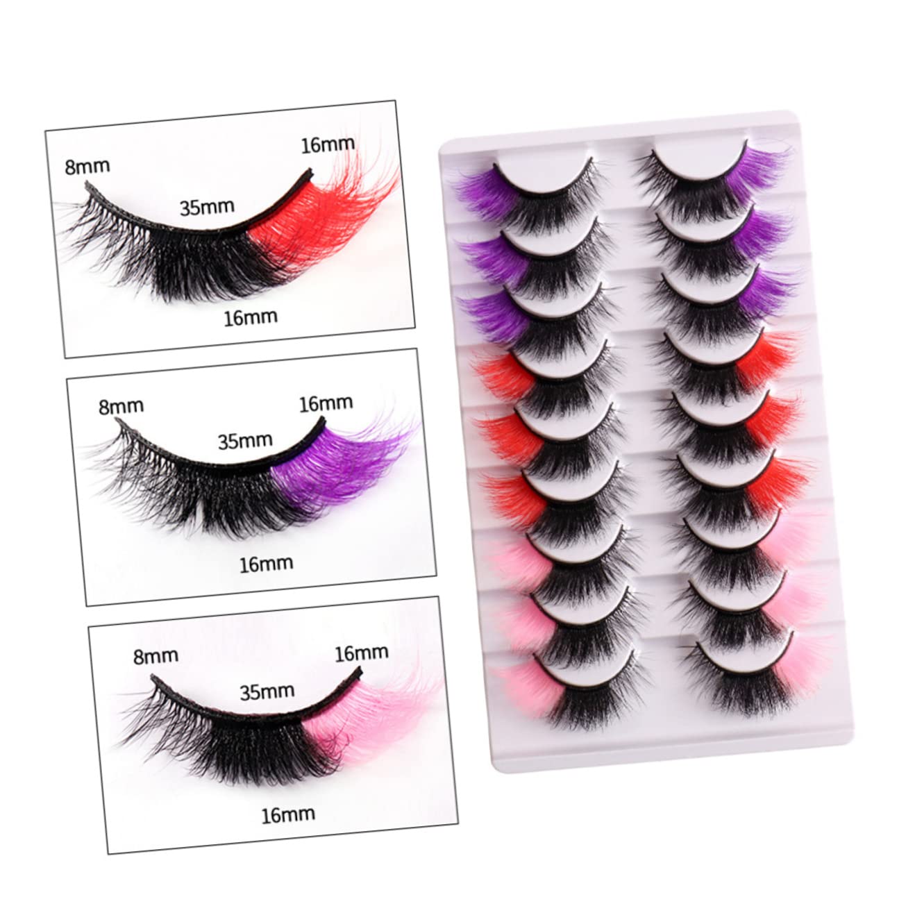 FRCOLOR 36pares Pestañas Postizas De Color Para Cosplay De Pestañas De Efecto Natural Extensiones De Ojos y Largas Fáciles De Usar Para Maquillaje De Noche y Eventos Especiales