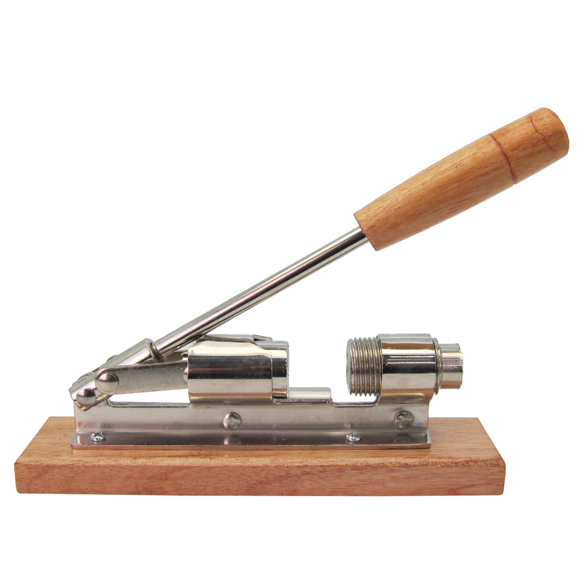 Baumalu, Casse Noix Acier Chromé Gris 21 x 6,​2 x 6 cm - Outil de Cuisine Pratique pour Casser Noix, avec Poignée et Support en Bois, Idéal pour Les Amateurs de Fruits Secs