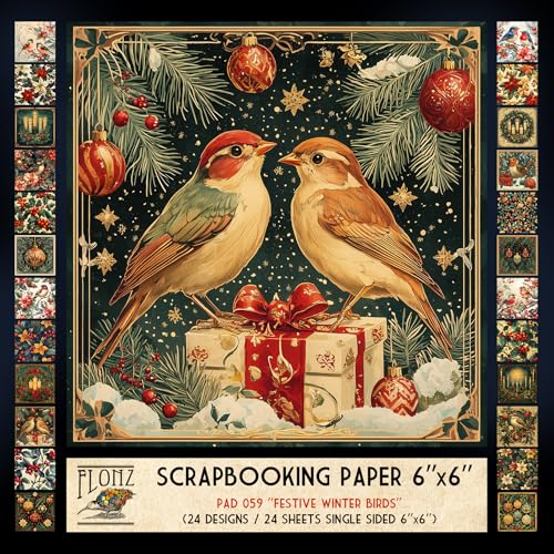 Papier pour scrapbooking oiseaux d'hiver vintage pour décorer vos albums de vacances en famille