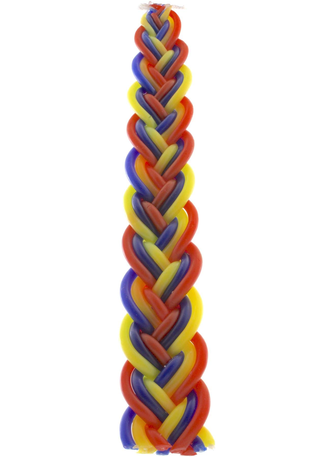 King David Flat Braided Havdalah Candle with 9 Wicks, 26cm, Multi Coloured
