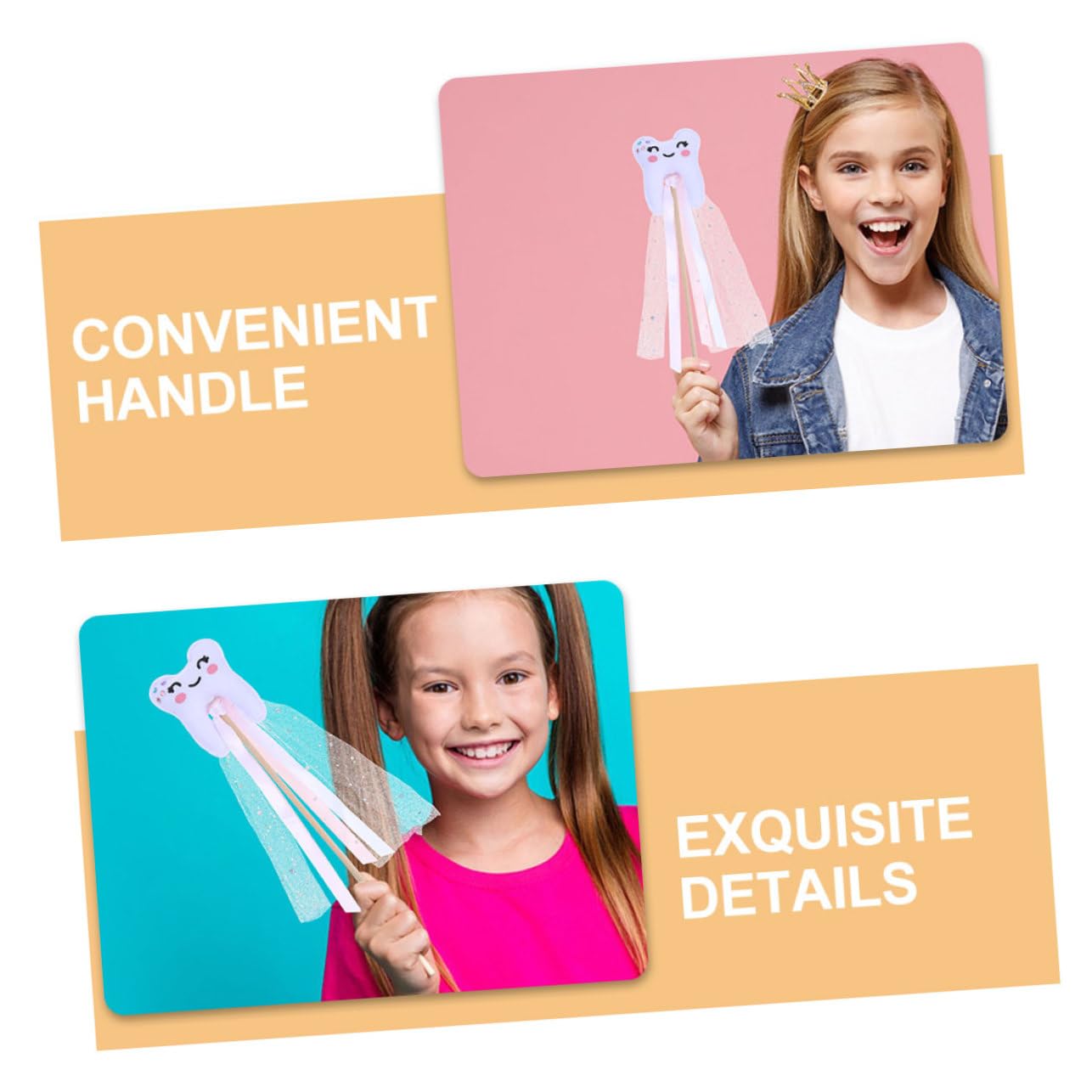 Een Tandenfee Vloog Naar Het Kleine Meisje Dat in Bed Slaapt. Vector