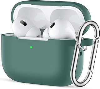Easuny for AirPods Pro 2 Case Cover 2022 - Full Body Protective Silicone Case Compatible with New Apple AirPods Pro 2nd Generation Case, Shockproof Cover with Carabiner [Front LED Visible], Pinegreen
