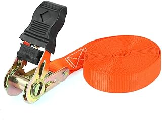 Aexit Self-Driving Travel Material Handling Luggage Binding Metal Ratchet Tie Down Strap Straps 5M Orange