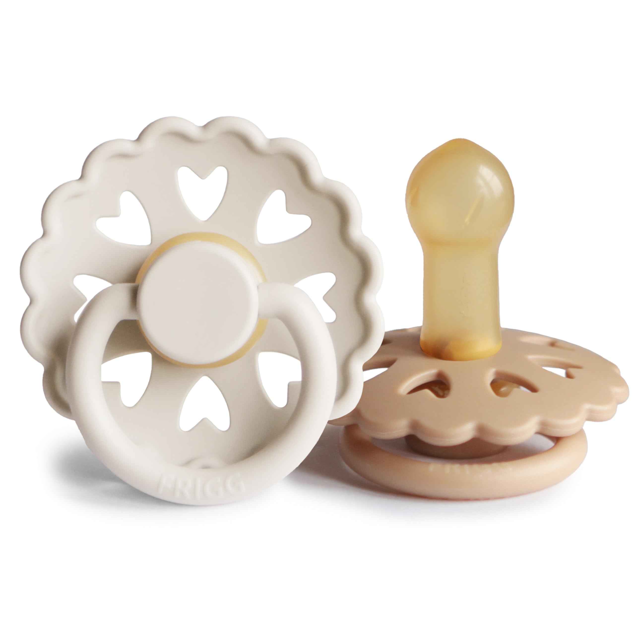 FRIGG Fairytale Chupete 2-Pack | Chupete de látex | Sin BPA | Fabricado en Dinamarca | Tetina simétrica tipo cereza | (Twilight Mauve/Primrose, Talla 1 (0-6 Meses)) — view 14