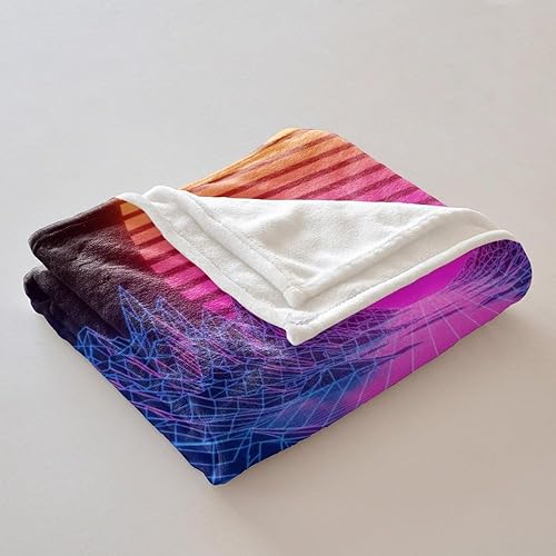 Miniatura 4 de Retro Cyber Neon Printed Flannel Blanket, Futuristic Style Super Soft Couch Bed Throw, Perfect for Adults and Teens Room Decor (03,60 x 80in)