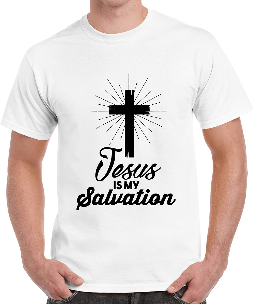 CaseriaMen's Cotton Printed T-Shirt -Jesus is My Salvation | 100% Cotton | Half Sleeves | Regular Fit | Printed | Round Neck | Graphic T Shirt