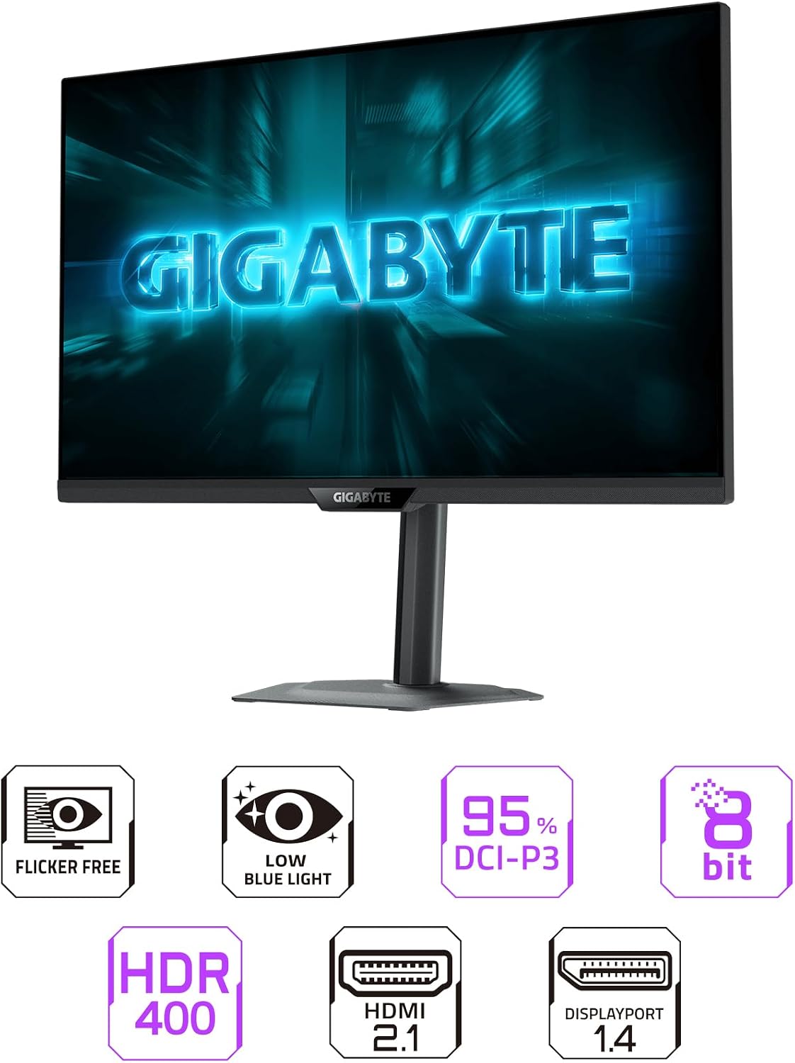 GIGABYTE - G27U - 27" SS IPS Dual Mode Gaming Monitor - UHD 3840x2160-4K 160Hz/FHD 320Hz - 1ms GTG - AMD FreeSync Premium, G-SYNC Compatible - HDMI, DP - Ergonomic Stand - Black - 3 Year Warranty