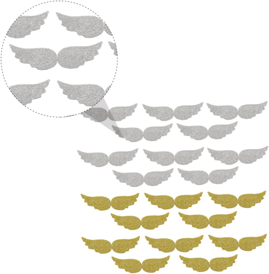 DOITOOL 60pcs Rhinestone Wing Appliques Decorative Cloth Patches for Clothing Bags Crafts and Projects Shiny for Repairing Damaged