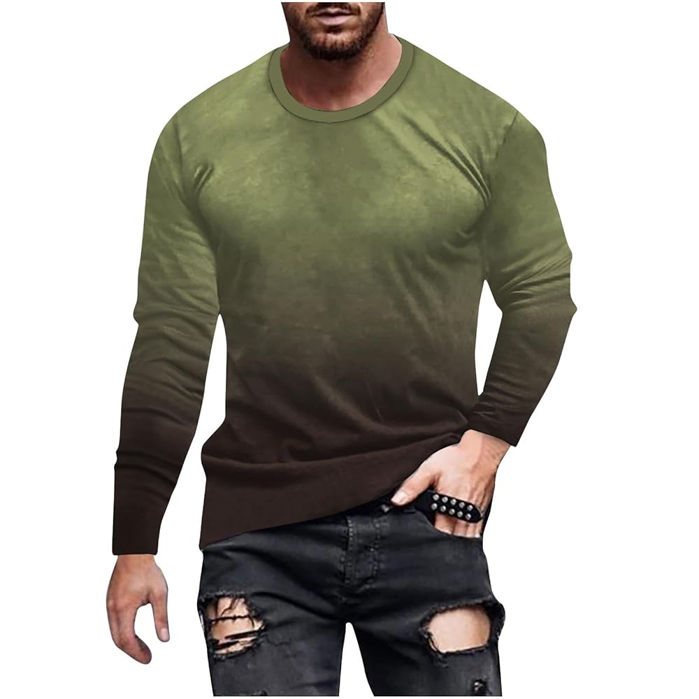 【美品】Edge Gradient Long Sleeve T-shirt Amazon.com: Mens Muscle Gym Athleisure Fitted T-Shirt Crew
