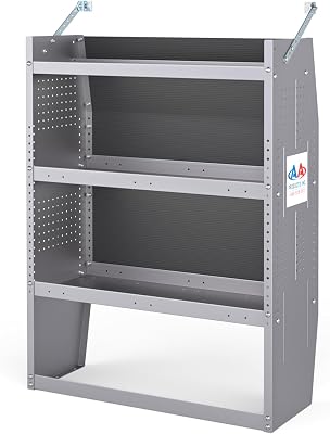 AA Products Inc. SH-4303 Steel Van Shelving Storage System Fits for NV200, Transit Connect 2014+ and Chevy City Express, Contoured Shelving Unit, 32" W x 43" H x 13" D
