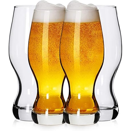 LUXU IPA Beer Glasses for Beer Lovers: Set of 4 Crystal Clear...