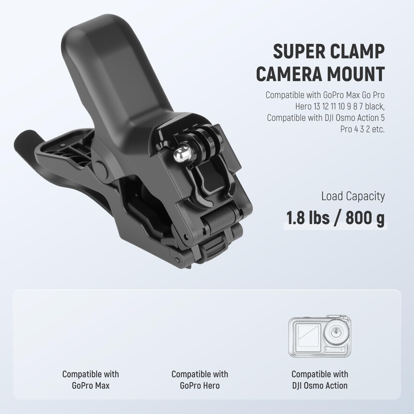NEEWER Supporto a Morsetto Flessibile Compatibile con GoPro DJI Action Camera, Sostegno a Super Clamp Flessibile, Clip per Asta Scrivania con Tubo e Adattatore, Accessori per Foto/Videografia, GP-80