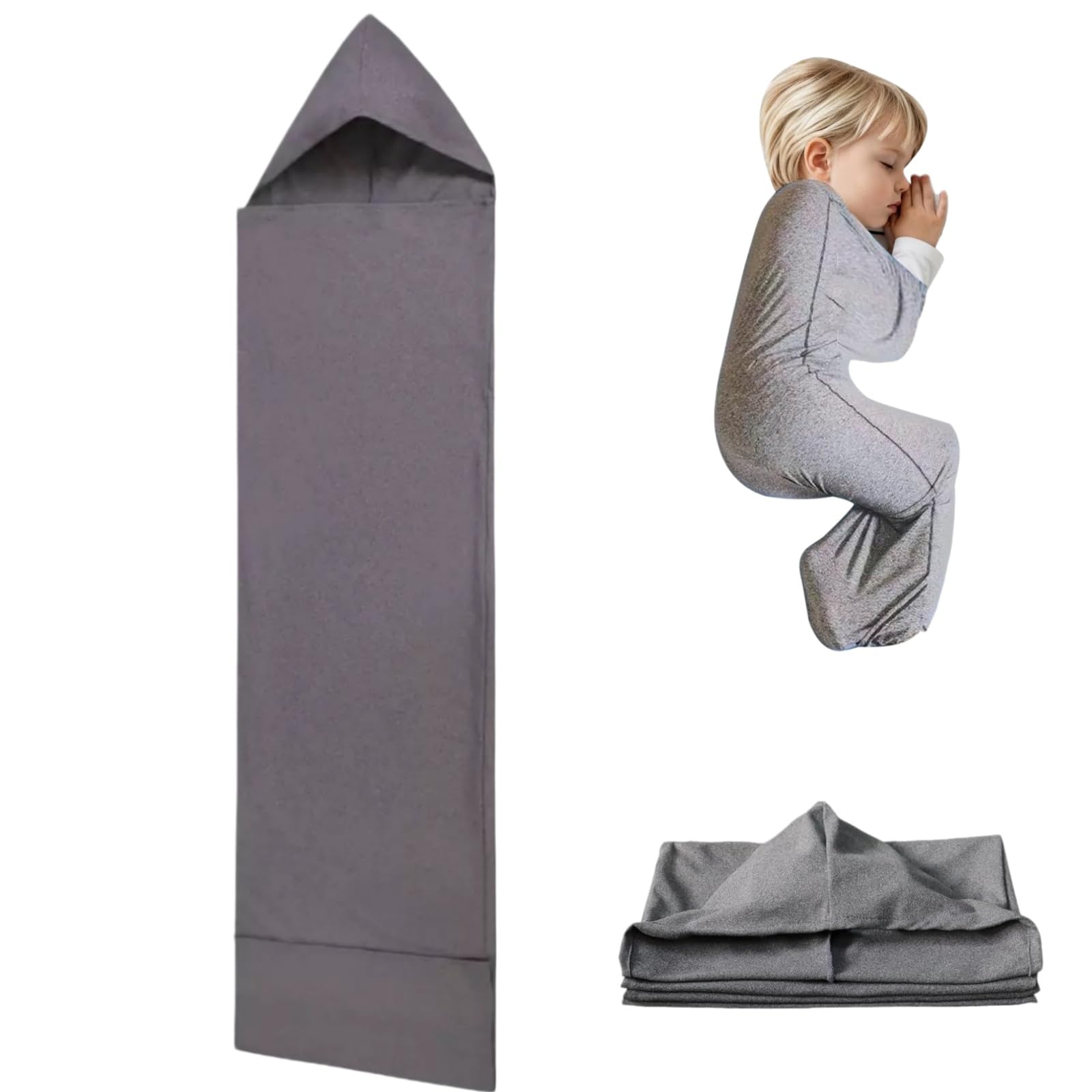Nesti Compression Pod Kids, Sleep Pod Ultra-Lightweight, 360° Wrap for Kids & Adults (Grey,170 * 40 CM)