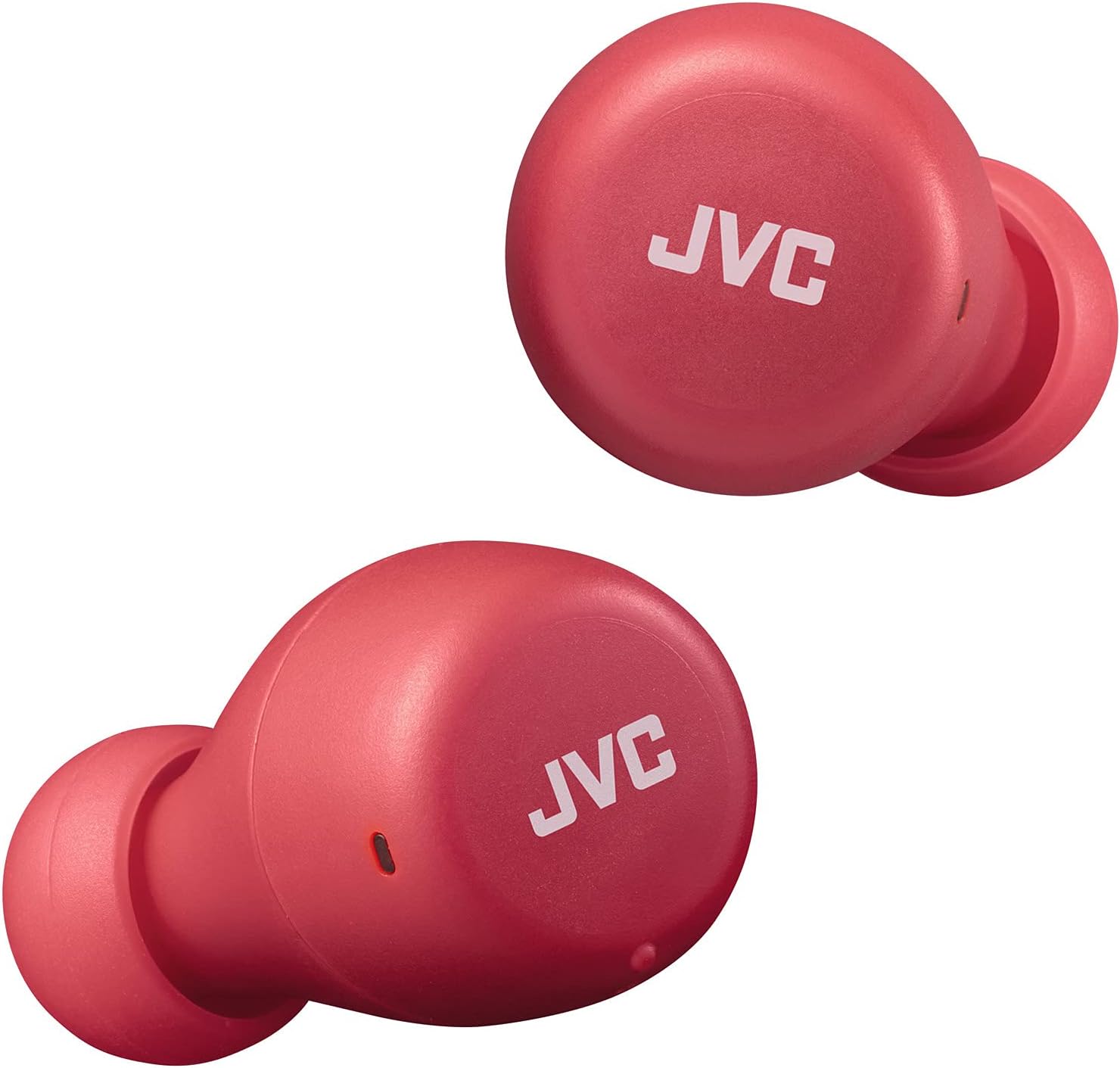 JVCHA-Z55T-R Gumy Mini True Wireless Earbuds, Long Battery Life (up to 15 Hours), Splash Protection (IPX4), Bluetooth 5.1, Single Ear Use, Compact charging case (Red)